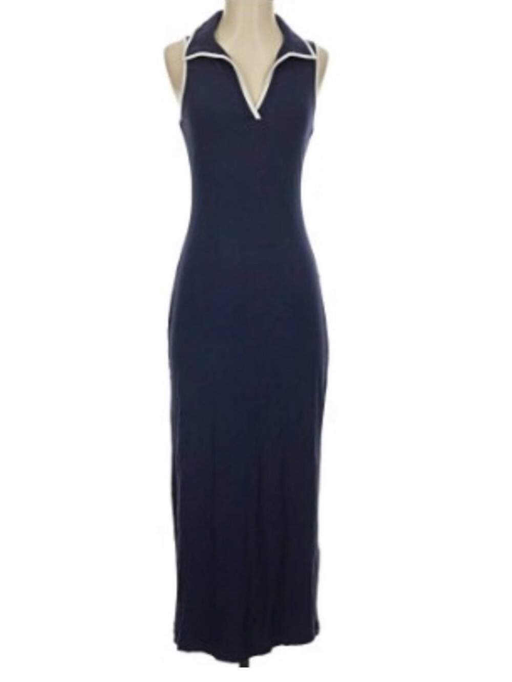 House of Harlow 1960 Polo Maxi Dress Navy blue White Modal